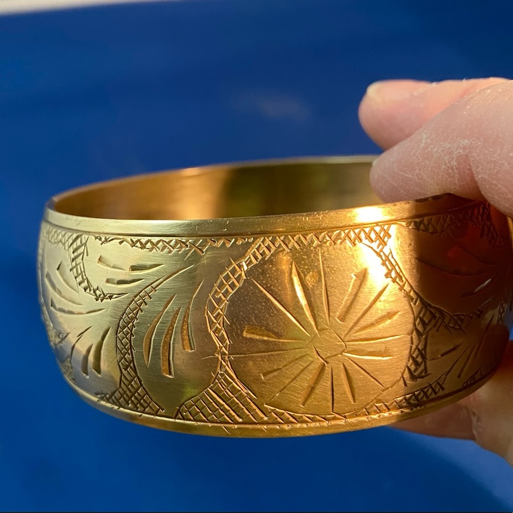 Brass carved bracelet
